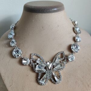 Sparkly Crystal Butterfly Necklace By Natasha NWT